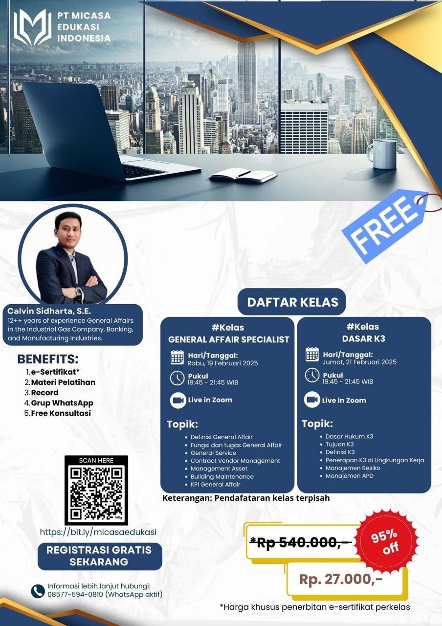 Kelas General Affair Specialist dan Dasar K3